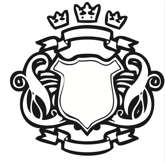 Black & White Shield Banner For Coat Of Arms with Crowns