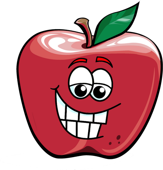 Cartoon Face Shiny Bright Red Apple