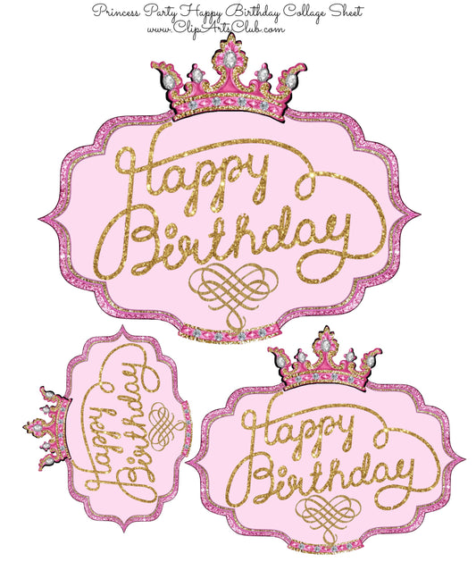 Princess Party Beautiful Large Happy Birthday Signs - Decorations - Beautiful Banner