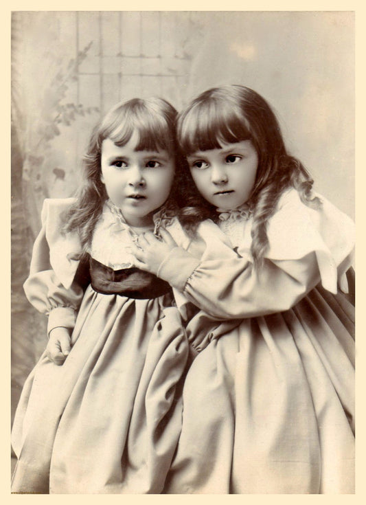 Sweet Sisters 1800's Vintage Photo