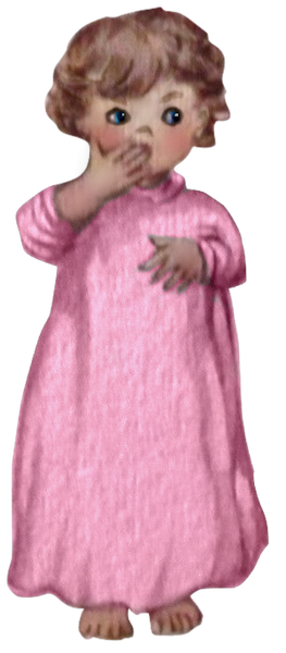 Sleepy Child in Pink Nightgown