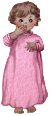 Sleepy Child in Pink Nightgown