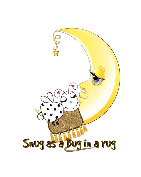 "Snug as a Bug"  Printable ready to frame  Cutest little bug sleeping on the moon
