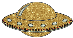 Flying Saucer UFO Gold Glitter Alien Space Ship Clip Art