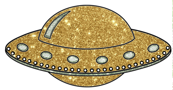 Flying Saucer UFO Gold Glitter Alien Space Ship Clip Art