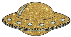 Flying Saucer UFO Gold Glitter Alien Space Ship Clip Art