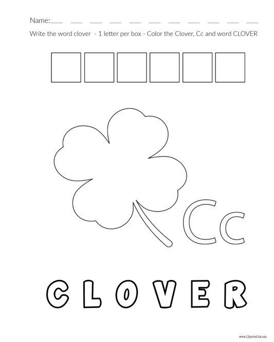 St. Patrick's Day - Student Coloring & Writing Page - CLOVER