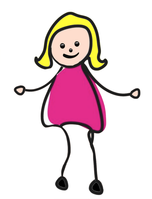 Stick Figure Girl blonde hair pink dress