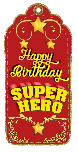 Happy Birthday Super Hero Scrapbook Tag