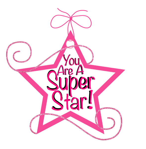 Super Star Pink Star Transparent png for scrapbooks - cards
