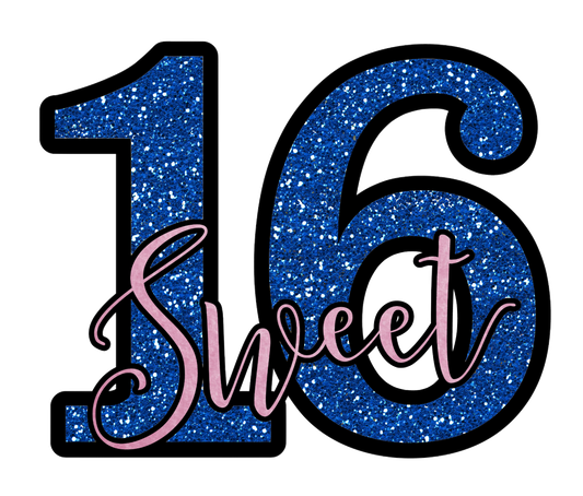 Sweet 16 Blue Glitter - Sixteen