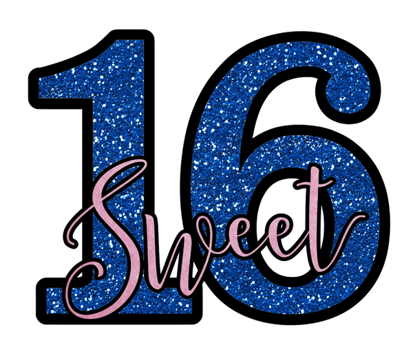 Sweet 16 Blue Glitter - Sixteen