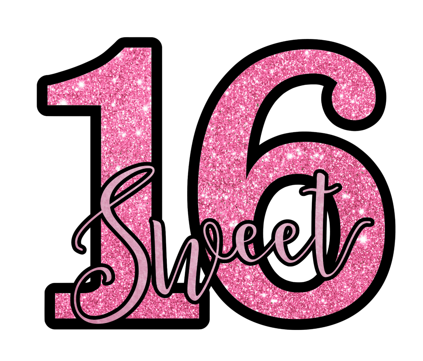 Sweet 16 Pink Glitter - Sixteen