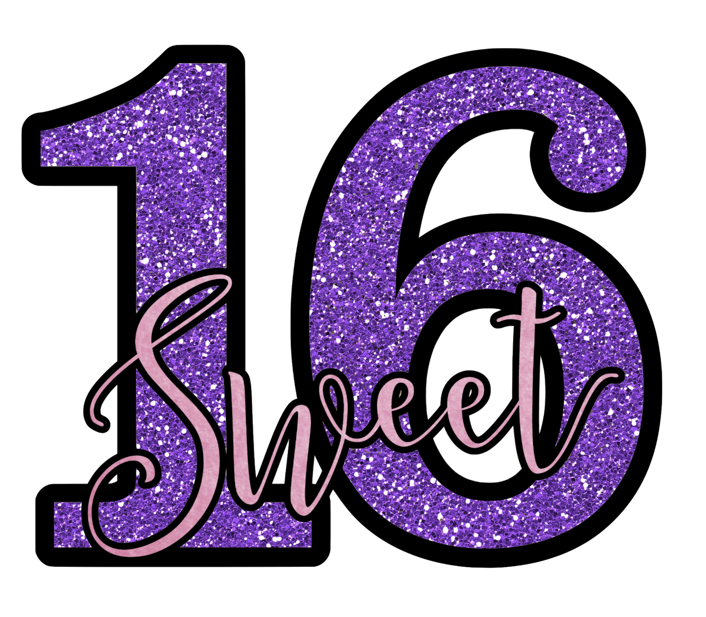 Sweet 16 Purple Glitter - Sixteen