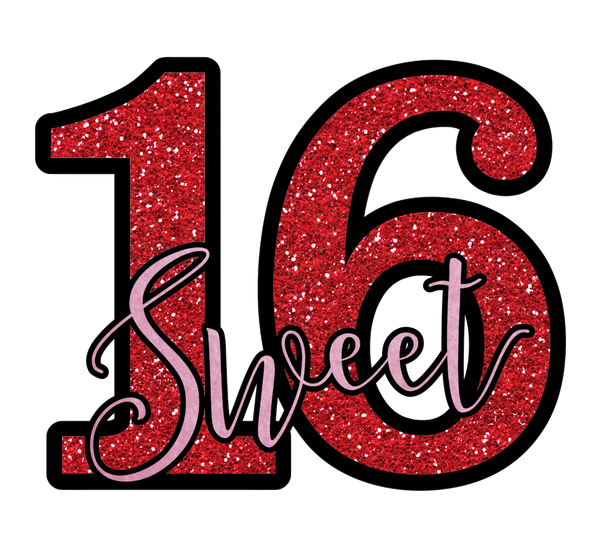 Sweet 16 Red Glitter - Sixteen