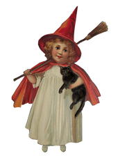 Sweet Little Witch holding her cat