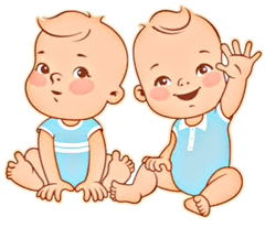 Twins Baby Boys, Light skin , Adorable Twin Babies Clip Art Transparent back PNG image