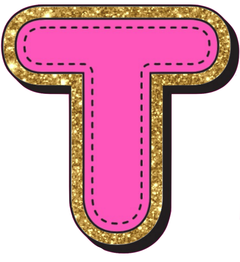 Bright Pink Alphabet trimmed in glittery gold Very Girly!