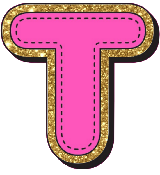 Bright Pink Alphabet trimmed in glittery gold Very Girly!