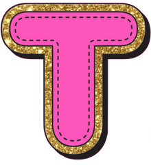 Bright Pink Alphabet trimmed in glittery gold Very Girly!