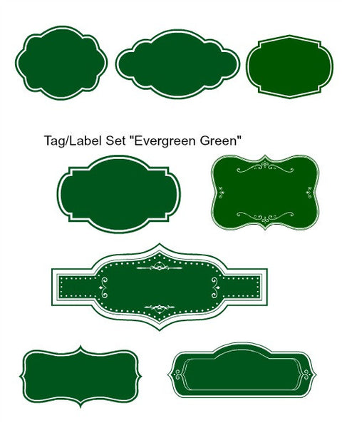 Evergreen Green Labels Set  - Personalize 7 Make Your Own using my clip art!
