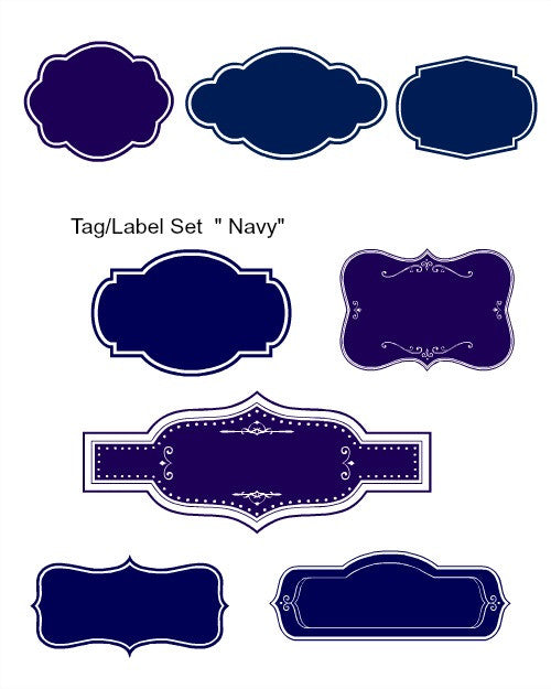 Navy Labels Set - Personalize or add clip art to design your own!
