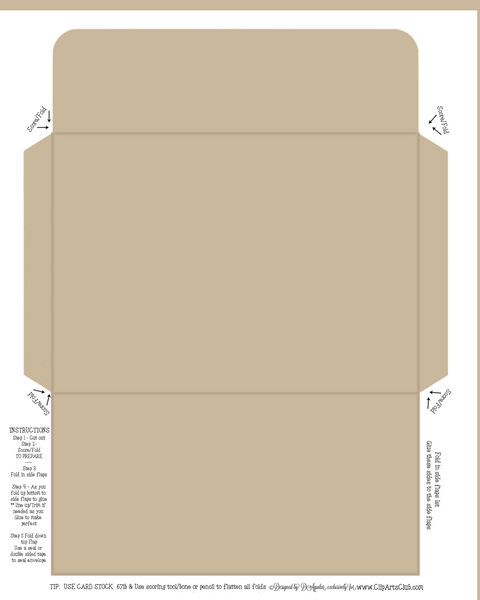 Taupe  or Light Brown Envelope Fits My Regular Greeting Cards 4X6 Envelope - DIY Printable