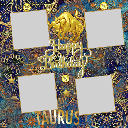 Taurus 12x12 Scrapbook Page Printable - Add your Photos