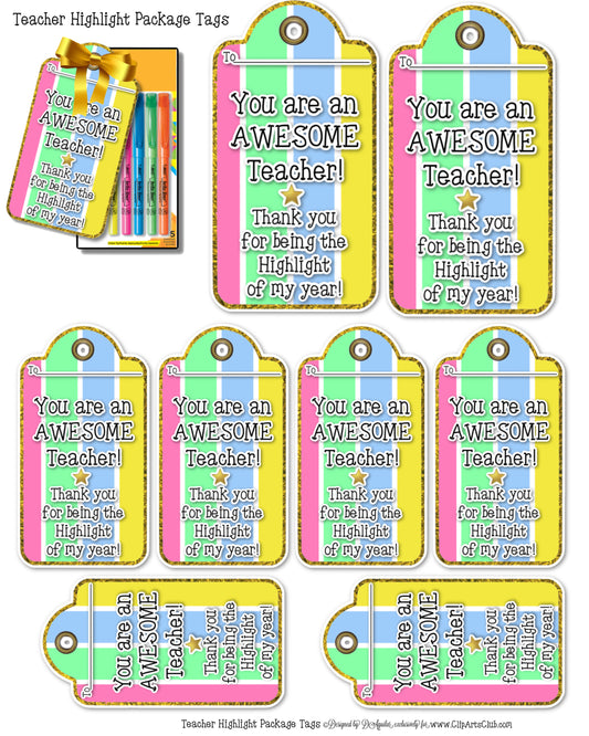 Awesome Teacher Gift Tags for Highlighter Marker Packs - Thank you Teacher Printable