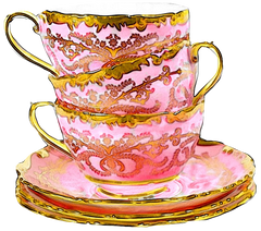 Teacup Stack Pink & Gold