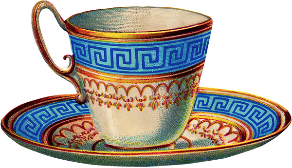 Victorian blue Teacup clip art png transparent back image