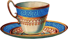 Victorian blue Teacup clip art png transparent back image