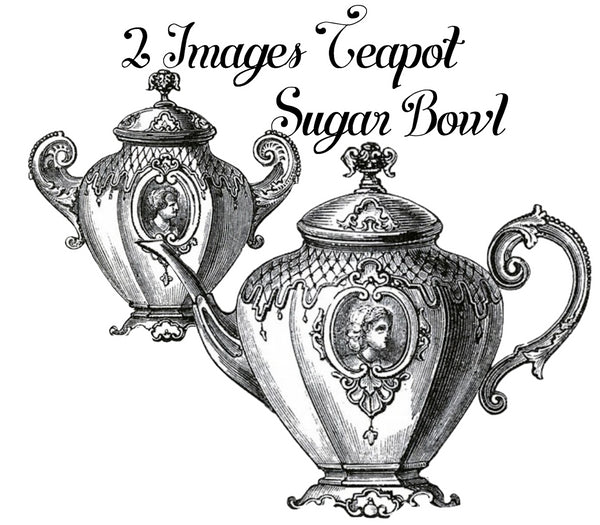 Antique Tea Set - 2 Separate Images - Teapot & Sugar Bowl