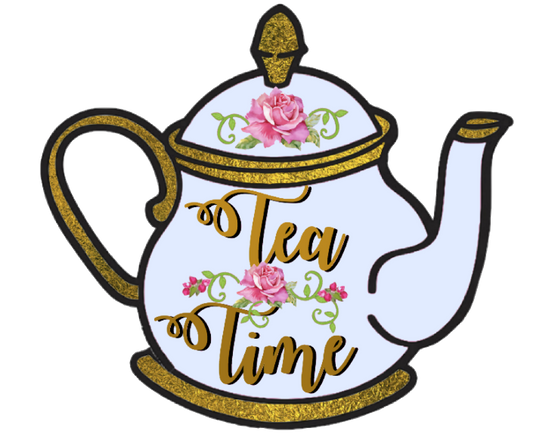 Tea Time Blue Rose Gold Teapot - Beautiful Shabby Chic