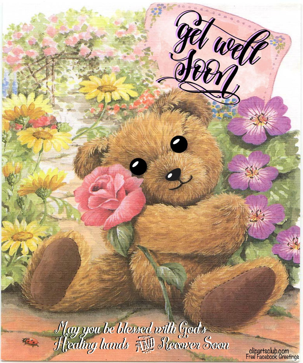 Teddy Bear "Get Well Soon" Facebook Greeting #2