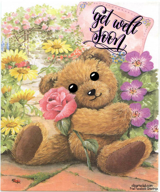 Teddy Bear "Get Well Soon" Facebook Greeting #1