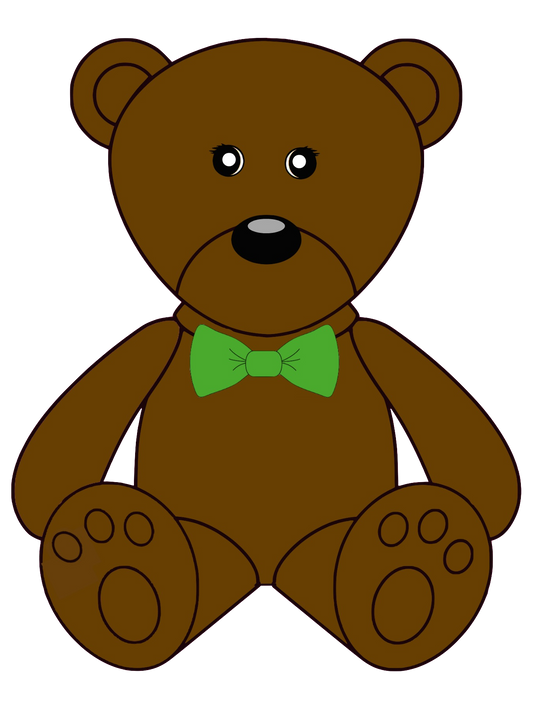 Teddy Bear Brown with Green Bowtie