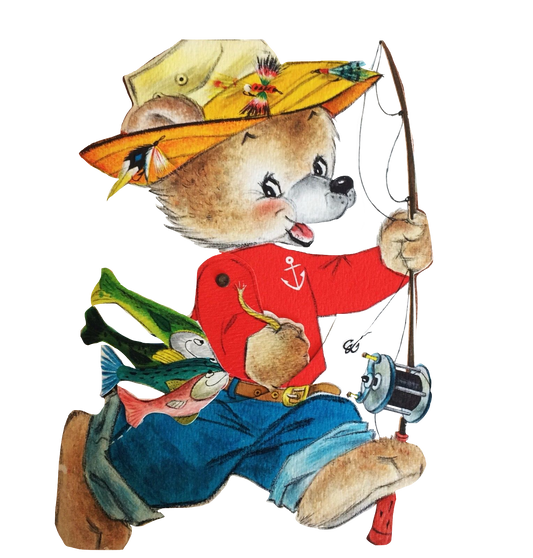 Teddy Bear Fisherman - Vintage
