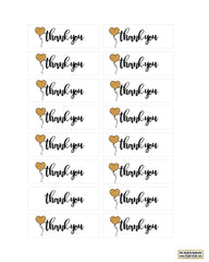 Thank You Tags - Gold Glitter Balloons say "Thank You" Printable
