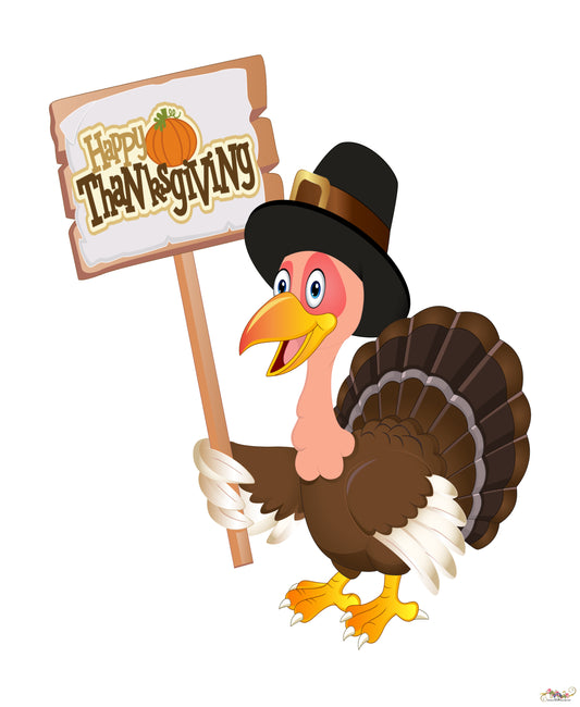 Happy Thanksgiving Turkey Sign 8.5x11 Printable