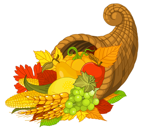 Thanksgiving  - Fall - Autumn Cornucopia - Food feast - Transparent Background