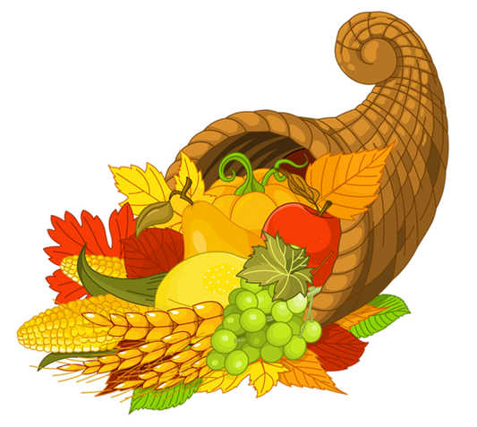 Thanksgiving  - Fall - Autumn Cornucopia - Food feast - Transparent Background