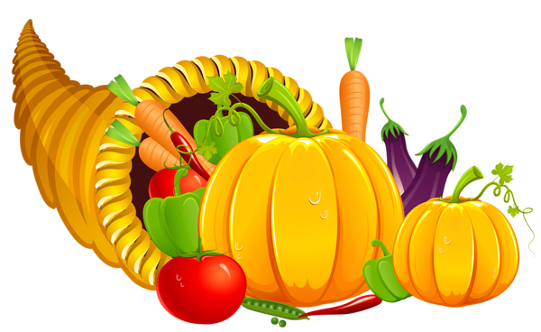 Thanksgiving  - Fall - Autumn Cornucopia #2 - Food feast - Transparent Background