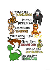 Toodle Loo Kangaroo 8x10 Print Ready To Frame - Set is adorable for Kids Room or Baby Nursery