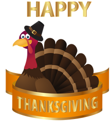Happy Thanksgiving Turkey Banner - Transparent Back