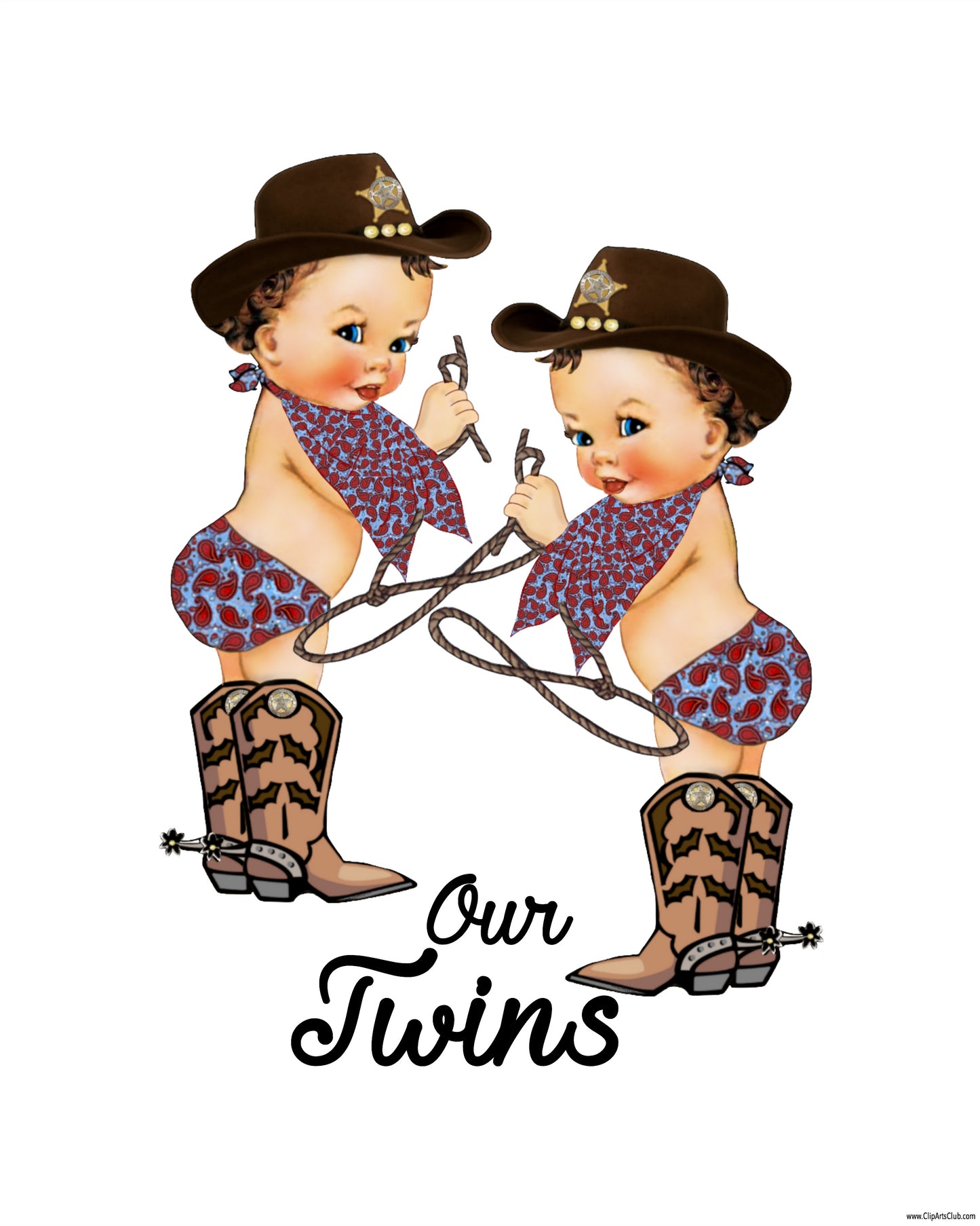 Baby Cowboy Twins 8x10 Print