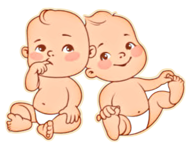 Twins Boys, Light skin , Adorable Twin Babies Clip Art Transparent back PNG image