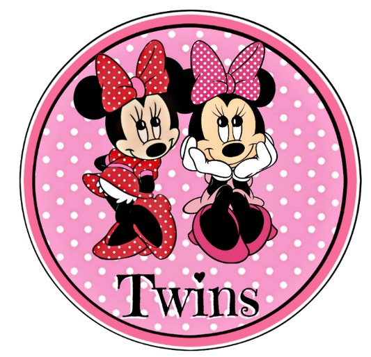 TWINS!!!!    Minnie Mouse Tag - Circle Tag Label Party Decoration