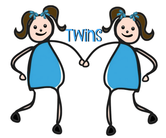 Brunette - Brown Pigtail Twins Girl Stick Characters