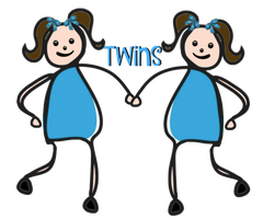 Brunette - Brown Pigtail Twins Girl Stick Characters